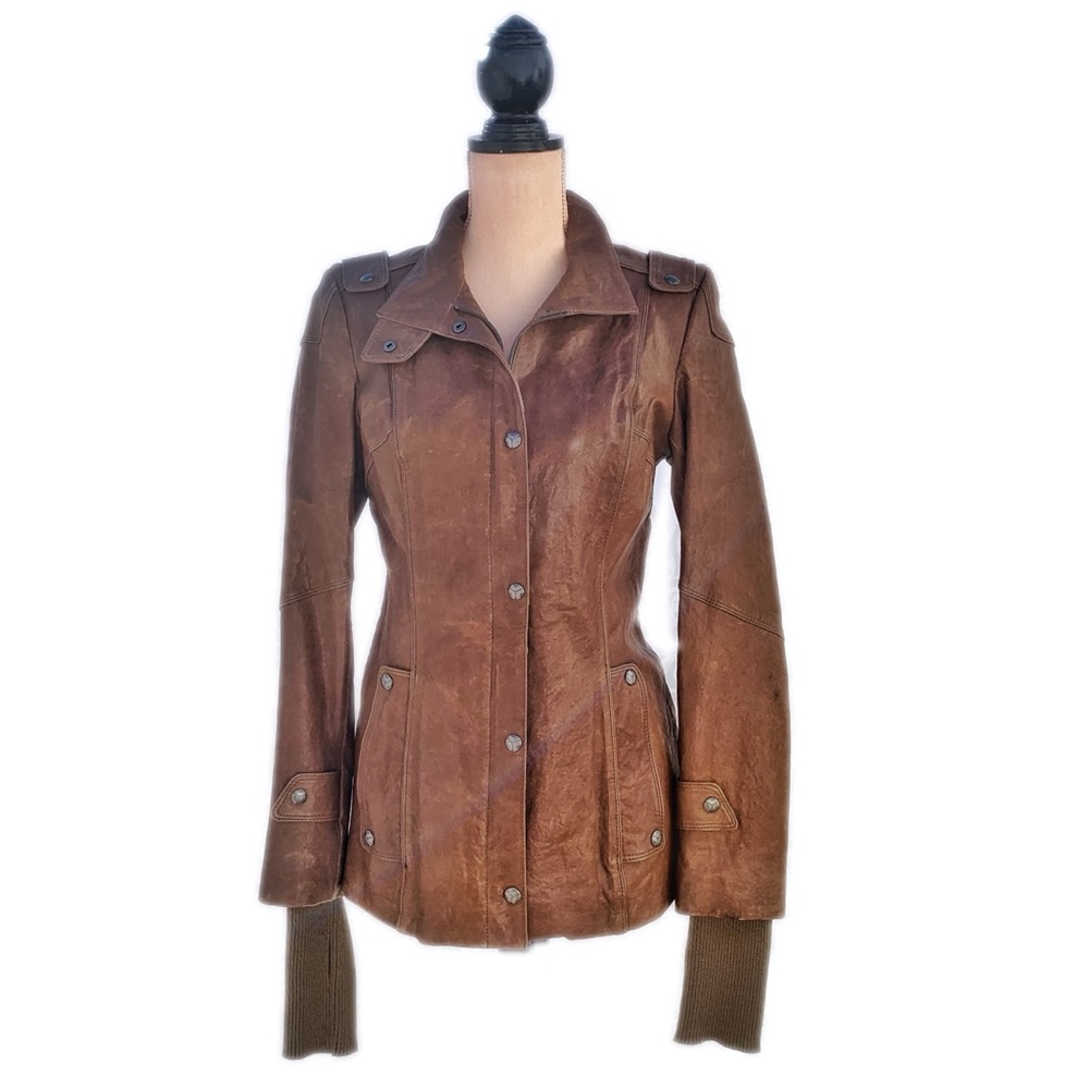 Danier Leather Jacket w/Sweater Cuff Sleeves